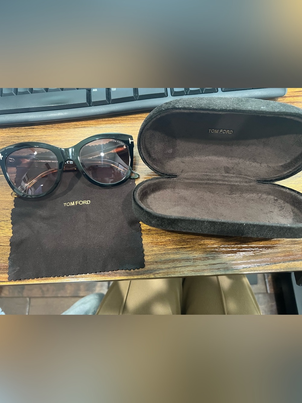 Tom Ford Black Frame Sunglasses with burgundy Lenses